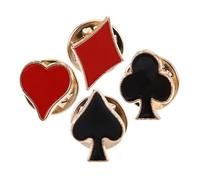 iplusmile 4pezzi Spille Donna Carte Da Gioco Mini Brooch Cuori Fiori Picche Quadri Spille Decor Collare Per Abiti Casual e Eventi