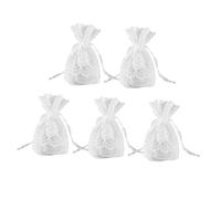 iplusmile 5 pezzi Sacchetti Gioielli in Bianco con Coulisse da Buste Creative per Conservazione e Regalo Tasche in Rete per Bigiotteria e Bomboniere