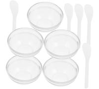 iplusmile 5 set Ciotol Vetro Spesse e Trasparenti per Miscelare Maschere Viso con Cucchiaio Bianco Strumento Professionale per Essenziali e Trattamenti di Bellezza Casa Salone