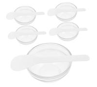 iplusmile 5 set Ciotole in Vetro per Maschere Facciali e Oli Essenziali Piccole Trasparenti e Spesse Portatili per Spa e Cura della Include Bastoncini per Miscelazione