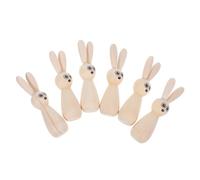 iplusmile 6 Pezzi Bambola Coniglietto Pasquale Bambole di Legno Artigianato in Legno di Pasqua segni di Legno del Coniglietto Coniglio Decorativo Figure del Coniglietto di Pasqua