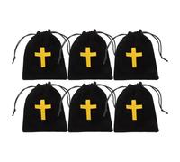 iplusmile 6 Pezzi Borsa Commemorativa Funebre Cordino, Croce Nera, 12, 2 Cm | Cerimonie di Commiato e Ricordo, Struttura Stabile, Forma Ergonomica, Tessuto Nero, Stampa Non Sbiadisce