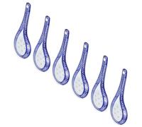 iplusmile 6 pezzi Cucchiai Zuppa in Decorata Blu e Bianca Cucchiai Cinesi per Minestra Ramen Porridge e Dessert Antiscottatura e Resistente per Ristorante e Uso