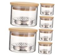 iplusmile 6 Pezzi Nail Brushes Washing Cup Thick Glass Dappen Dish With Lid And Stainless Steel Mesh Filter Acrylic Nail Brush Cleaner For Gel Polish