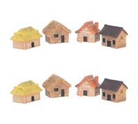 iplusmile 8 Pezzi Figurine Miniature Case in Resina con Tetto di Paglia Decorazioni Rustiche per Giardino delle Fate e Micro Paesaggi Soprammobili Vintage per Bonsai e Casa delle Bambole