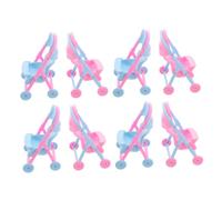 iplusmile 8 Pezzi Miniature Doll Stroller in Mixed Colors Plastic Doll Push Pram Toys For Children's Role Play And Dollhouse Accessories Easy To Clean And Maintain