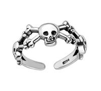 iplusmile Anello Aperto Teschio Vintage Regolabile da Donna Anello in Argento Tibetano Leggero e Durevole Gioiello Decorativo per Halloween e Uso Quotidiano