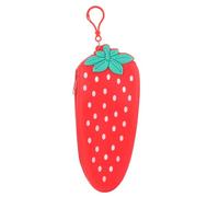 iplusmile Astuccio Porta Penne Fragola in Silicone Morbido con Cerniera Piccola Bustina per Bambine Studentesse Custodia Portapenne e Funzionale per Scuola e Ufficio