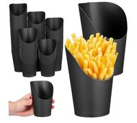 iplusmile Bicchieri per Snack in Carta Neri 14oz Monouso 100 Pezzi Resistenti per Patatine Fritte, per Eventi e Feste all'Aperto