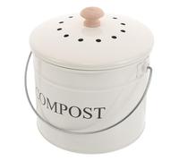 iplusmile Bidone per Compost Vintage in Acciaio Zincato Bianco, Contenitore per Rifiuti Alimentari con Grande Capacità e Design Salvaspazio per Uso in Giardino e Interno