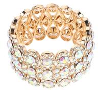 iplusmile Braccialetto Rigido Elastico Strass Lucidi da Donna Bracciale da Sposa Design a Polsino Scintillante Accessorio Elegante per Matrimonio e Serate Formali