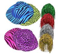 iplusmile Cappelli Festa con Stampa e Parrucche in Tinsel Colorate Accessori Leggeri e Divertenti per Costume e Neon Party Colore Casuale Colore Casuale