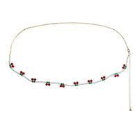 iplusmile Catena per Corpo da Donna Perline Dorate e Ciliegie Decorative, Cintura a Catena Chic per Feste in Spiaggia e Discoteca, Accessorio Elegante per Valorizzare la Figura