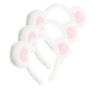 iplusmile Cerchietti per Chioma Orecchie di Orsetto 3 Pezzi Cartoon, Morbidi e Resistenti, per Lavare Viso e Feste Cosplay
