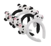 iplusmile Cerchietti per Chioma Panda 4 Pezzi Nero in Plastico e Velluto, Fascia 3d Animale Carina e Comoda, Accessorio per Feste a Tema Panda
