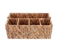 iplusmile Cesto Intrecciato Porta Posate con Scomparti Organizer Utensili in Paglia Naturale con Manico Portaposate Versatile per Picnic e Uso Domestico