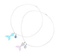 iplusmile Collana Sirena Coda Sfumata 2 Pezzi in Plastico e Resina, Design Romantico e Fantasy, Accessorio Versatile per Donne e Feste in Spiaggia o Halloween