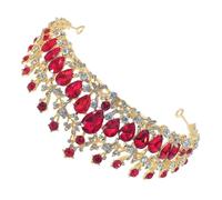 iplusmile Corona da Sposa Rossa Strass Brillanti Copricapo da Donna per Matrimonio e Festa Accessori Eleganti per Abiti da Sposa e Cerimonie