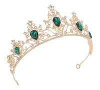 iplusmile Corona da Sposa Vintage in Lega Strass Verde Corona Classica e Retrò per Chioma da Donna Accessorio Elegante per Matrimoni Feste e Balli di Fine Anno
