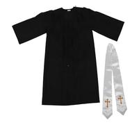 iplusmile Costume da Prete Uomo Tradizionale in Poliestere con Stole da 90cm, Design Affidabile e Traspirante, per Cosplay e Feste a Tema Religiose