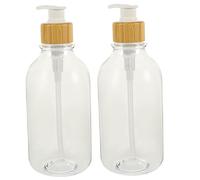 iplusmile Distributore Di Sapone Liquido Ricaricabile Con Pompa in Bambù Naturale, Bottiglie Pet Trasparenti Da 500ml Ad Alta Capacità, Dispenser Portatile Per Bagno e Viaggio Set Da 2 Pezzi