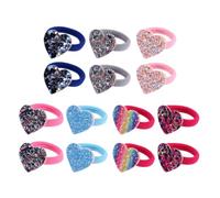 iplusmile Elastici per Chioma Paillettes a Forma di Cuore Fascia Elastica in Nylon e Cotone 14 Pezzi Resistente e Non Si Rompe Facilmente, per Code di Cavallo e Chioma Spessi
