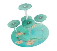 iplusmile Espositore a Forma di Loto in Acrilico Base Rotonda a Livelli Verde Organizer Versatile e Stabile per Cupcake e Gioielli , per Camera o Studio