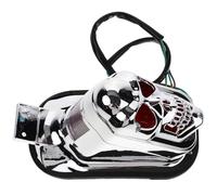 iplusmile Faro Posteriore per Moto a Forma di Teschio in Abs Argento, Migliora la Visibilità e Si Adatta alla Maggior Parte dei Modelli per Corse Notturne Sicure