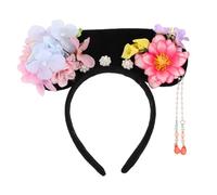 iplusmile Fascia Hanfu da Donna con Fiori Artificiali Accessorio Elegante Stile Cortigiana Qing Cerchietto Vintage per Cosplay Matrimonio e Feste Tradizionali