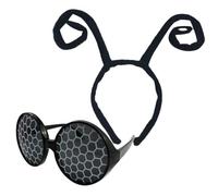 iplusmile Fascia per Chioma con Antenne da Insetto Nere e Occhiali da Sole Cosplay per Feste, Realizzata e Plastica Leggera, Comoda e Decorativa per Party e Vacanze