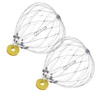 iplusmile Gabbia la Pesca del Granchio in Filo D'acciaio Apertura Automatica e Contrappeso, Rete Argento Efficiente per Laghi e Fiumi, 2 Pezzi Colore Casuale