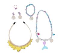 iplusmile Gioielli Bambina Sirena con Cerchietto Collana Bracciale Anello e Orecchini Colorati per Feste Spiaggia e Foto Accessori Sicuri in Plastica e Acrilico per Bambine e Ragazze