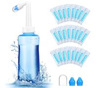 iplusmile Irrigatore Nasale in Plastico 500ml con Valvola Automatica per Lavaggi Nasali, Dotato di Sale, Set Completo per Pulizia e Congestione Nasale in Adulti
