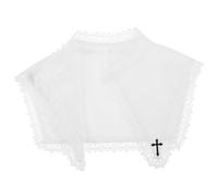 iplusmile Mantello da Chiesa Elegante in Cotone Bianco con Colletto da Suora Ricamato a Croce, Stile Confortevole per Cerimonie Lunghe e Preghiere