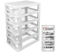 iplusmile Mobiletto Portaoggetti Trasparente in Plastica 5 Cassetti Organizer Compatto per Ufficio e Spazi Piccoli