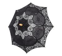 iplusmile Ombrello in Pizzo Nero per Matrimonio Lavorazione Fine e Materiale in Legno, Elegante Parasole Romantico per Fotografia e Altre Scene