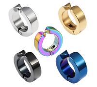 iplusmile Orecchini a Clip Punk in Acciaio Inox 5 Pezzi Multicolore 13mm Accessori Auricolari Moda Uomo Per Outfit Casual e Lavoro