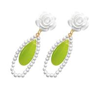iplusmile Orecchini Pendenti a Forma di Fiore Pietra Cat’s Eye Verde, Gioielli da Donna Leggeri e Decorativi per Uso Quotidiano e Occasioni Speciali