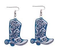 iplusmile Orecchini Western Cowgirl Vintage in Acrilico Blu Double-face Leggeri e Comodi Gioielli Stivali Texani Per Donne e Ragazze Nelle Feste e Occasioni Speciali