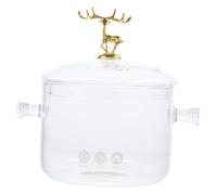 iplusmile Pentola Vetro Borosilicato Trasparente con Manici Doppi Pentola da Cottura Adatta per Stufati Noodles e Bollitura Calore Uniforme e Alta Capacità Ritenzione Termica