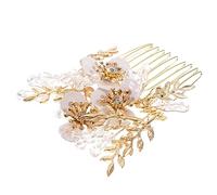 iplusmile Pettine Laterale Decorativo per Sposa con Fiori Dorati Accessorio Ed per Matrimonio e Cerimonie Compatibile con Acconciature Sposa e Damigelle