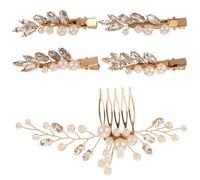 iplusmile Pettinino per Chioma da Sposa Cristalli e Perline Fatti a Mano, Accessori Beige Vintage per Eventi Speciali e Matrimoni, Design Cinese Elegante e Versatile