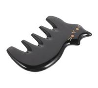 iplusmile Piastra Raschiante in Corno di Bufalo Nero, Pettine Gua Sha a Cinque Denti per Massaggi al Cuoio Capelluto e Corpo, Strumento Multifunzionale per Alleviare la Stanchezza