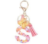 iplusmile Portachiavi Lettera S Ciondolo Farfalla Multicolore per Borsa e Zaino Accessori Ragazza Luminoso