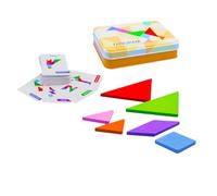 iplusmile Puzzle Tangram in Legno Per Bambini, Giocattolo Educativo Per Apprendimento Precoce Scatola in Ferro, Stimola Creatività e Pensiero, Set Per Attività Didattiche e Giochi Educativi