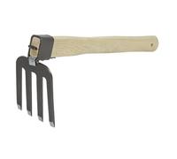 iplusmile Rastrello da Giardino Piccolo con Manico in Legno Ergonomico Acciaio Resistente per Dissodare Zappare e Diserbare Strumento Pratico per Orto e Giardinaggio