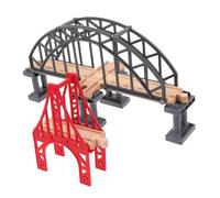 iplusmile Set 2 Pezzi Accessori Ponte Sospeso Del Binario Ferroviario in Legno Per Gioco Interattivo Ragazzo Ragazza, Educativo Per Espansione Tracciato e Simulazione Scenari Di Treno