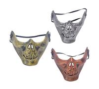iplusmile Set 3 Maschere Mezzo Volto Scheletro per Halloween Maschere Spaventose in Plastica Fascia Regolabile per Giochi All'aperto e Feste