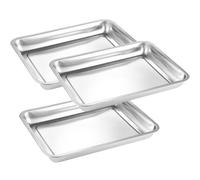 iplusmile Set 3 Pezzi Teglie Rettangolari in Acciaio Inossidabile per Forno Barbecue Resistente e Facile da Pulire per Cucina e Pesce alla Brace