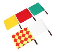 iplusmile Set 5 Bandiere Arbitro Calcio e Rugby con Asta in Acciaio Inox Tessuto Resistente Strappi Colori Vivaci per Segnalazione Chiara in Tornei Partite Scolastiche e Campionati